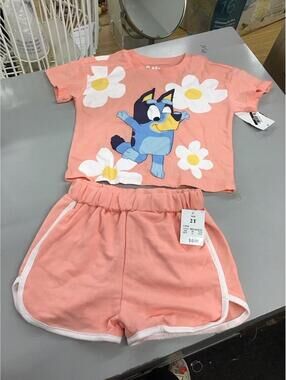 Toddler girls 2 pc bluey set size 2T peache tshirt and shorts new from target